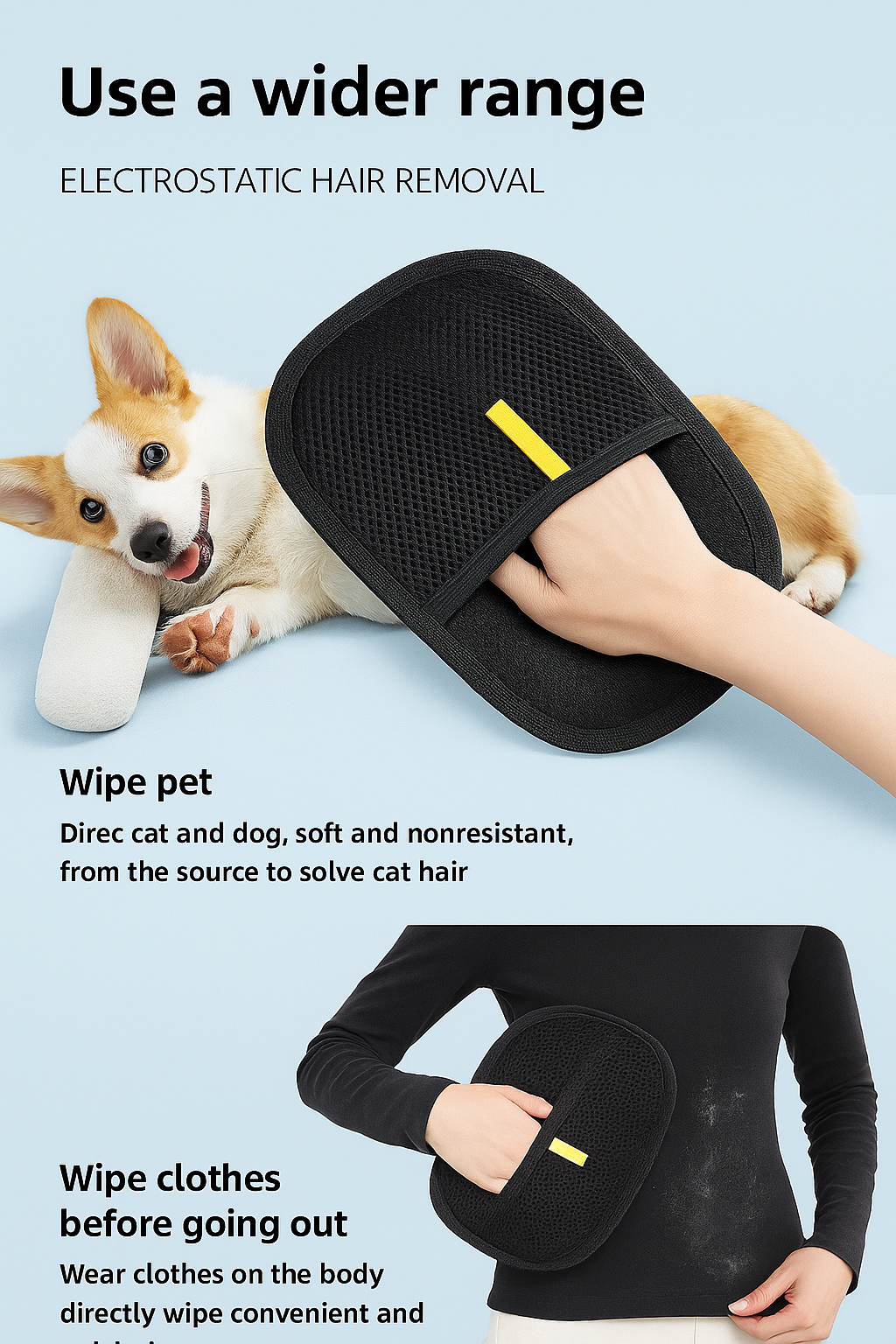 Reusable Double-Sided Pet Grooming Gloves for Effective Hair Removal from Carpets and Surfaces